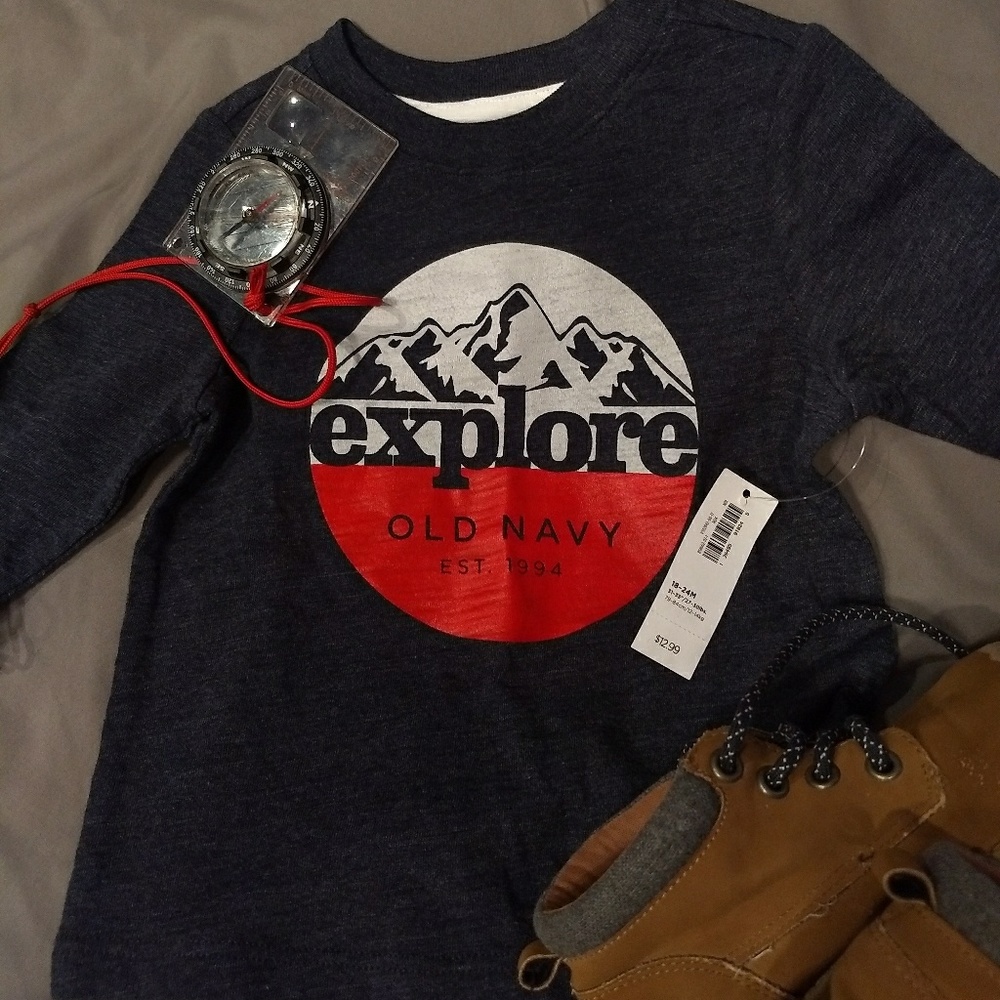Old Navy Long Sleeve Tee "Explore" 18-24 M